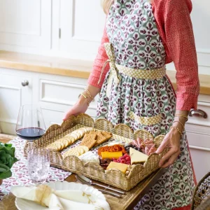 New Pomegranate Inc Fleur de Lis Antique Jade Apron