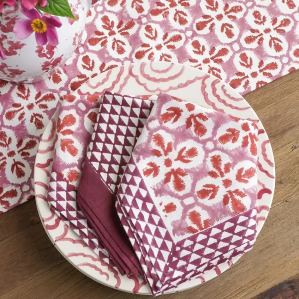 New Pomegranate Inc Fleur de Lis Rose Napkin | Set of 4