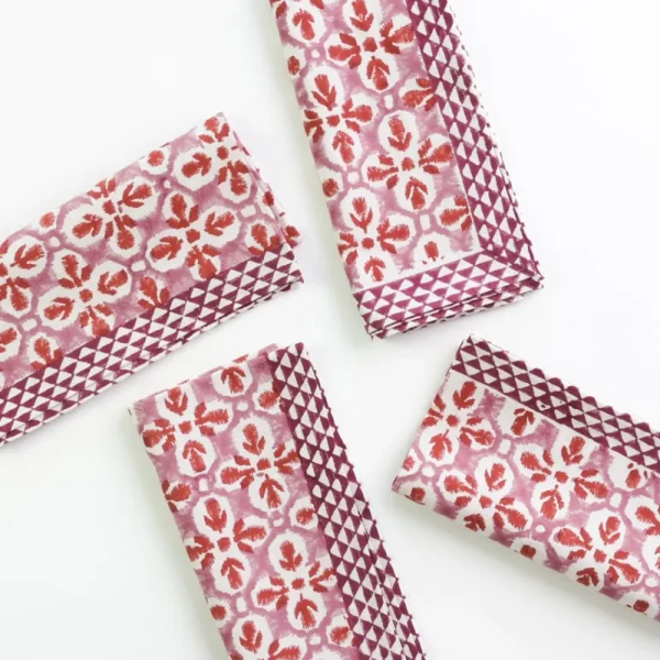 New Pomegranate Inc Fleur de Lis Rose Napkin | Set of 4