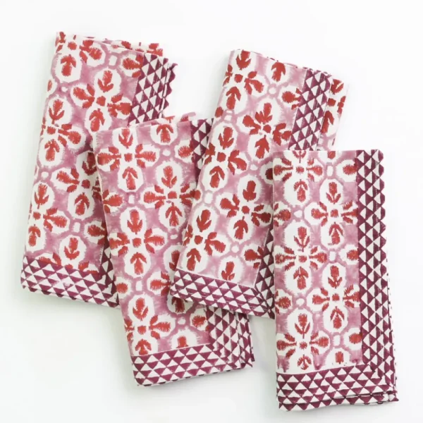 New Pomegranate Inc Fleur de Lis Rose Napkin | Set of 4