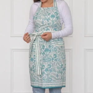 Clearance Pomegranate Inc Floral Trellis Aqua Apron