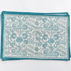 Clearance Pomegranate Inc Floral Trellis Aqua Placemat | Set of 4