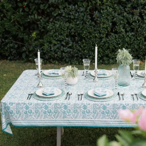 Fashion Pomegranate Inc Floral Trellis Aqua Tablecloth