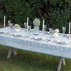 Fashion Pomegranate Inc Floral Trellis Aqua Tablecloth