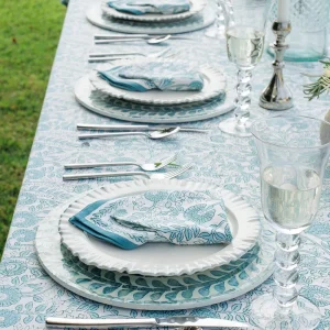 Fashion Pomegranate Inc Floral Trellis Aqua Tablecloth