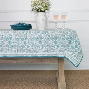 Fashion Pomegranate Inc Floral Trellis Aqua Tablecloth