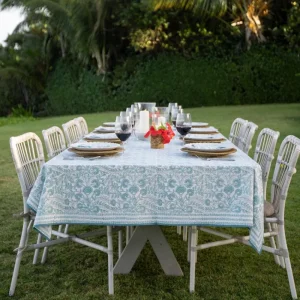 Fashion Pomegranate Inc Floral Trellis Aqua Tablecloth