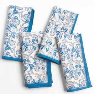 New Pomegranate Inc Gardenia Vine Azure Napkin | Set of 4