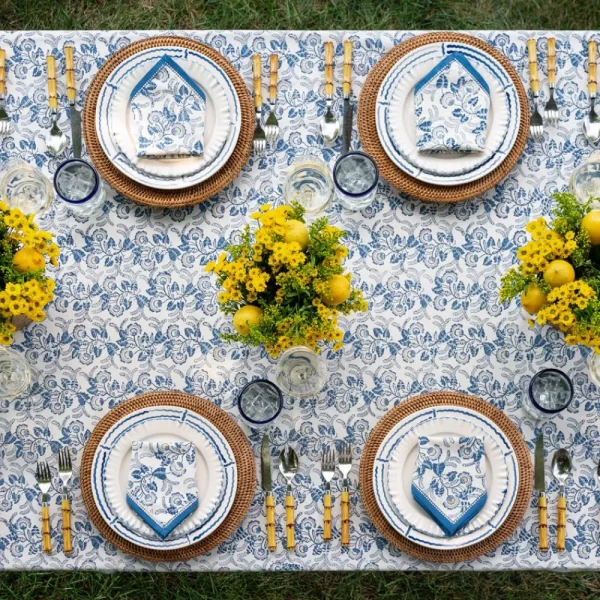 Fashion Pomegranate Inc Gardenia Vine Azure Tablecloth