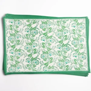 Clearance Pomegranate Inc Gardenia Vine Emerald Placemat | Set of 4