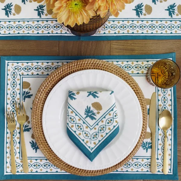 Best Pomegranate Inc Gaya Teal & Marigold Placemat | Set of 4