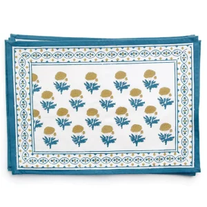 Best Pomegranate Inc Gaya Teal & Marigold Placemat | Set of 4