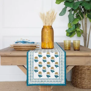 Discount Pomegranate Inc Gaya Teal & Marigold Table Runner