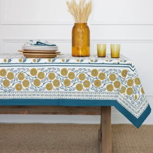 Best Pomegranate Inc Gaya Teal & Marigold Tablecloth