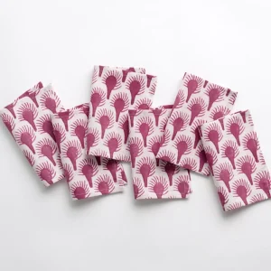 Discount Pomegranate Inc Geo Feather Fuchsia Cocktail Napkin | Set of 6