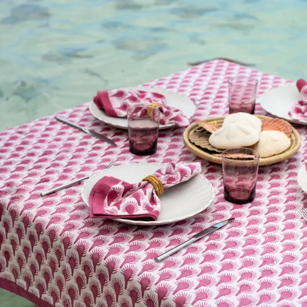 Outlet Pomegranate Inc Geo Feather Fuchsia Napkin | Set of 4