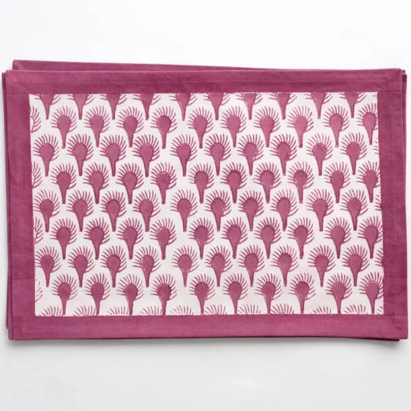 Best Pomegranate Inc Geo Feather Fuchsia Placemats | Set of 4