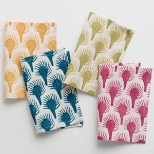 New Pomegranate Inc Geo Feather Mixed Cocktail Napkin | Set of 4