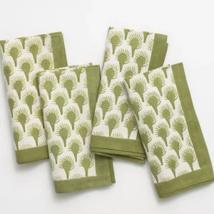 Sale Pomegranate Inc Geo Feather Moss Napkin | Set of 4