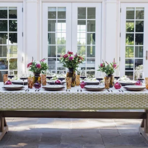 Online Pomegranate Inc Geo Feather Moss Tablecloth