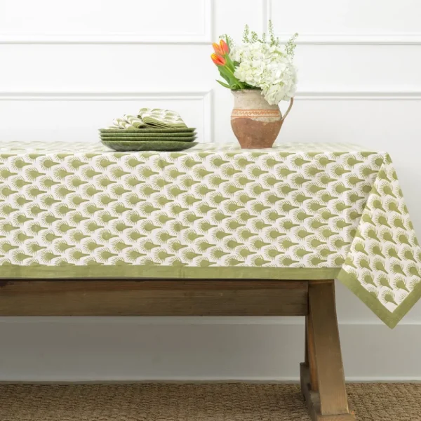 Online Pomegranate Inc Geo Feather Moss Tablecloth