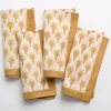 Outlet Pomegranate Inc Geo Feather Ochre Napkin | Set of 4