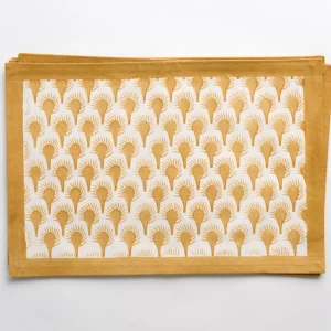 Clearance Pomegranate Inc Geo Feather Ochre Placemats | Set of 4