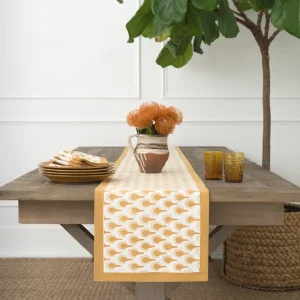 Best Pomegranate Inc Geo Feather Ochre Table Runner