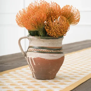 Best Pomegranate Inc Geo Feather Ochre Table Runner