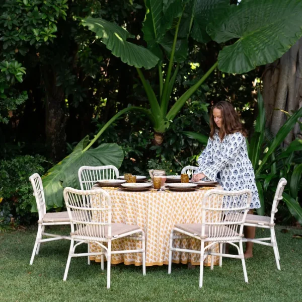 Online Pomegranate Inc Geo Feather Ochre Tablecloth