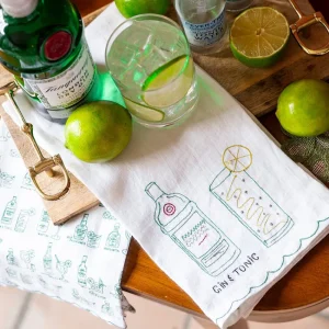 Clearance Pomegranate Inc Gin & Tonic Linen Tea Towels