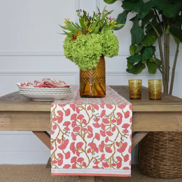 Hot Pomegranate Inc Ginkgo Coral Table Runner