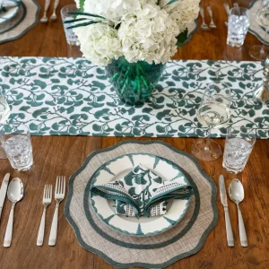 Clearance Pomegranate Inc Ginkgo Teal Table Runner