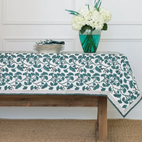 Clearance Pomegranate Inc Ginkgo Teal Tablecloth