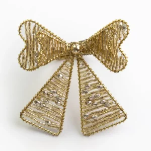 Fashion Pomegranate Inc Gold Bow Beaded Napkin Ring | Set of 4