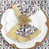 Online Pomegranate Inc Gold Flower Beaded Napkin Ring | Set of 4