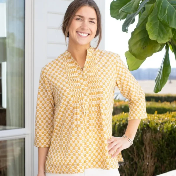 Clearance Pomegranate Inc Golden Buti Pintuck Blouse