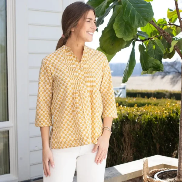 Clearance Pomegranate Inc Golden Buti Pintuck Blouse