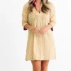 Discount Pomegranate Inc Golden Buti Pintuck Shift Dress