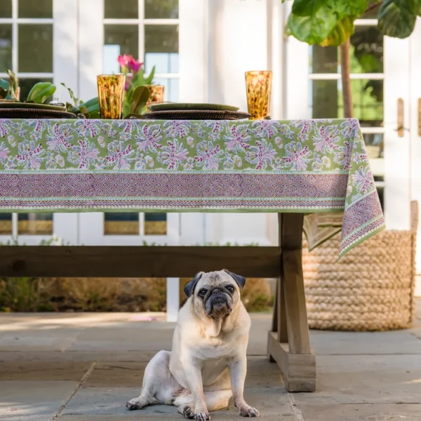 Online Pomegranate Inc Grecian Palm Fern & Magenta Tablecloth