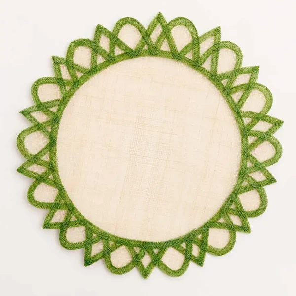 Fashion Pomegranate Inc Green Edge Woven Round Placemats | Set 4