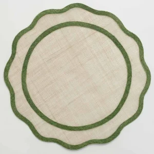 Fashion Pomegranate Inc Green Scalloped Edge Woven Placemats | Set 4