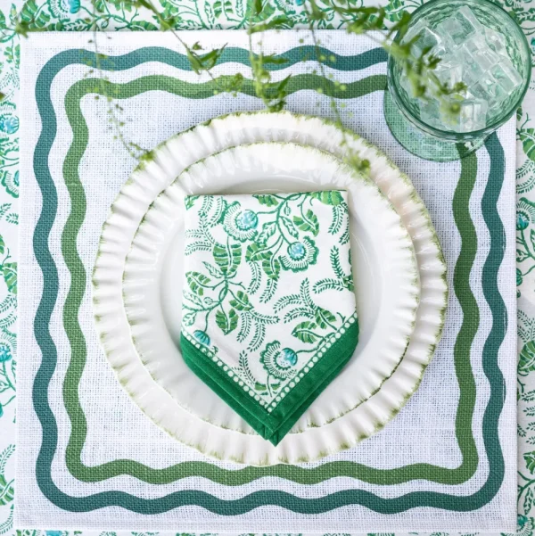 Outlet Pomegranate Inc Green Square Wave Placemat | Set of 4