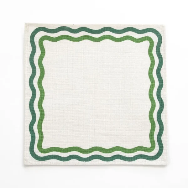 Outlet Pomegranate Inc Green Square Wave Placemat | Set of 4