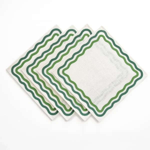 Outlet Pomegranate Inc Green Square Wave Placemat | Set of 4