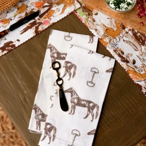 Fashion Pomegranate Inc Horse and Snaffle Linen Fingertip Towels | Set of 2