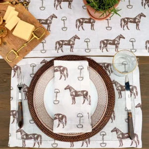 Outlet Pomegranate Inc Horse and Snaffle Linen Napkin | Set of 4