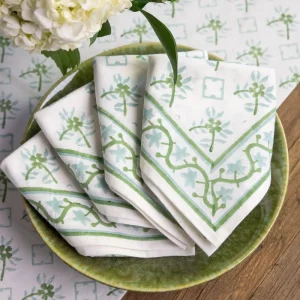 Best Pomegranate Inc India Hicks Cuban Flower Blue & Green Napkins