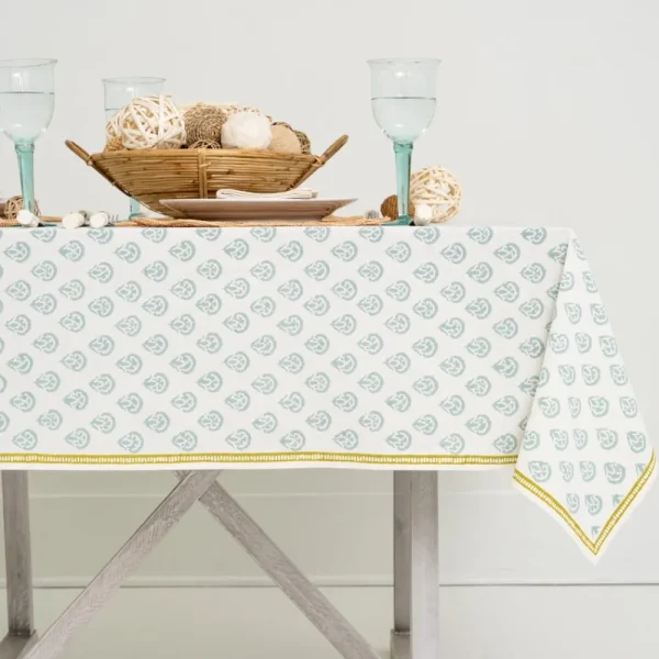 New Pomegranate Inc India Hicks Home Carnation Seafoam Tablecloth