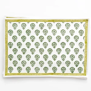 Discount Pomegranate Inc India Hicks Home Carnation Hunter Green Placemat | Set of 4